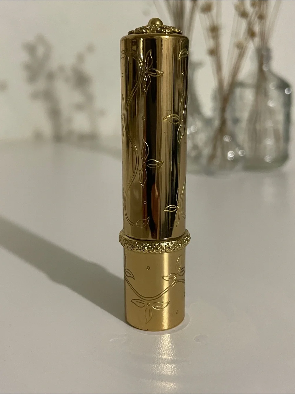 Vintage Revlon 501 Gold Floral Engraved Lipstick Tube - EMPTY